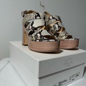 NWT agl attilio giusti leombruni sista multi and leather snakeskin platform